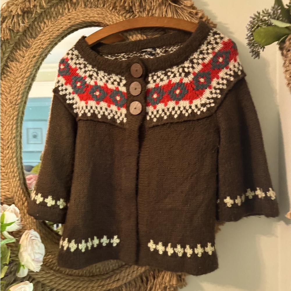 Womens’s Vintage Wooden Ships Brown Nordic Sweater - S/M